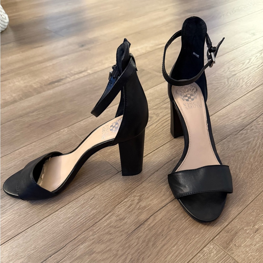 Vince Camuto Elegant Black Ankle Strap Heels